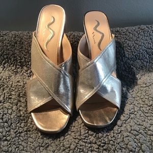 Shimmering Gold Heel Sandals